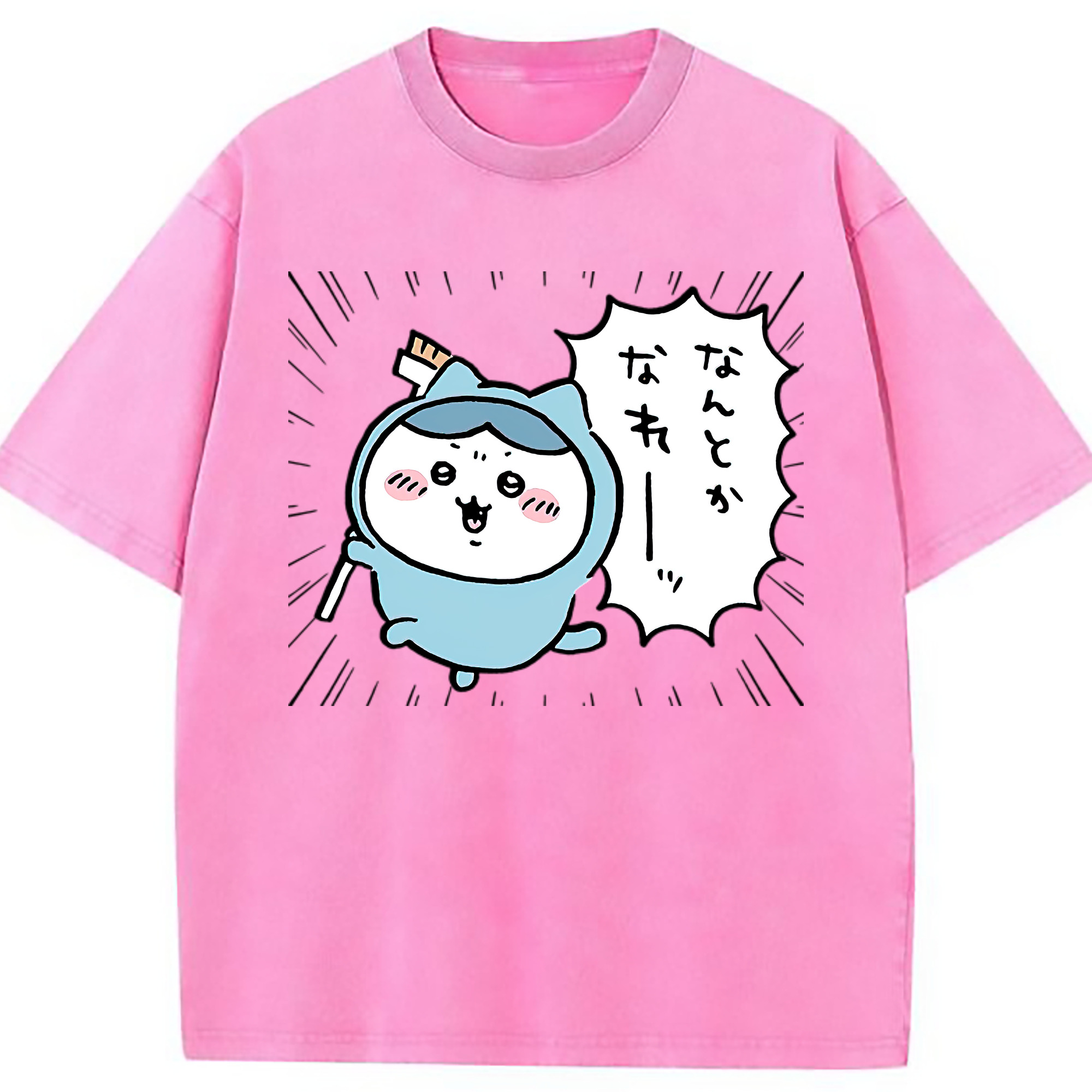 （画像用） ちいかわ ハチワレ Chii-kawa hachiware 綿100% ヴィンテージ風 半袖Tシャツ（フロントプリント）